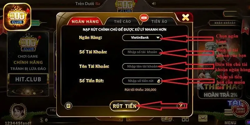 Hướng dẫn game thủ nạp tiền tại cổng game Hitclub